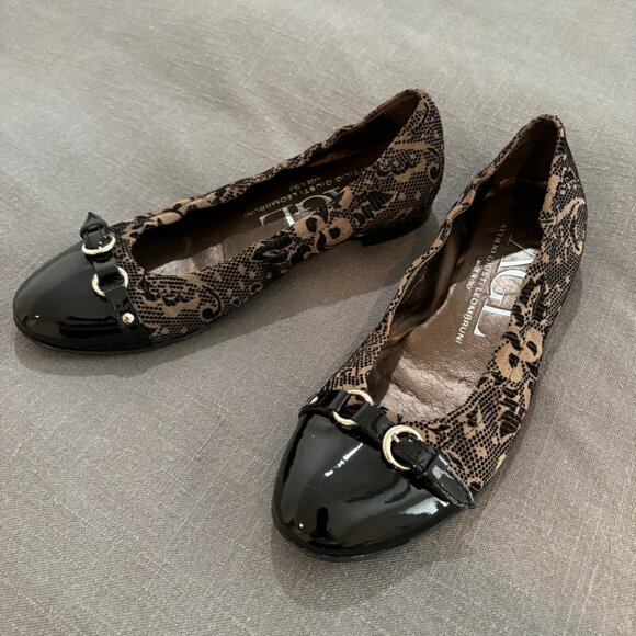 Agl Shoes - AGL Women's Monika Cap Toe Ballet Flats w/ Velvet Lace Detail Size 36 1/2